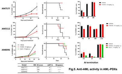 HX009在3个AML-PDXs模型中的药效评估