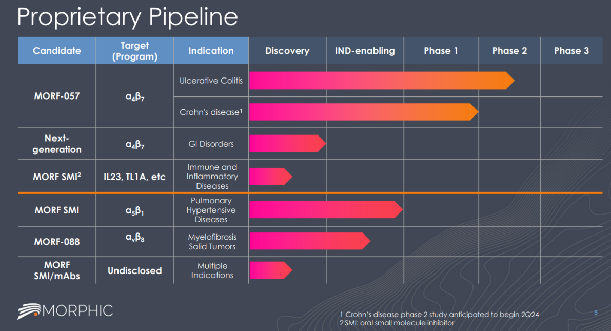 2024年Morphic在研药物管线进展